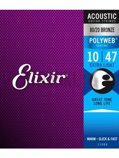 Струны для акустической гитары Elixir 11000 80-20 Bronze Polyweb Extra Light 10-47