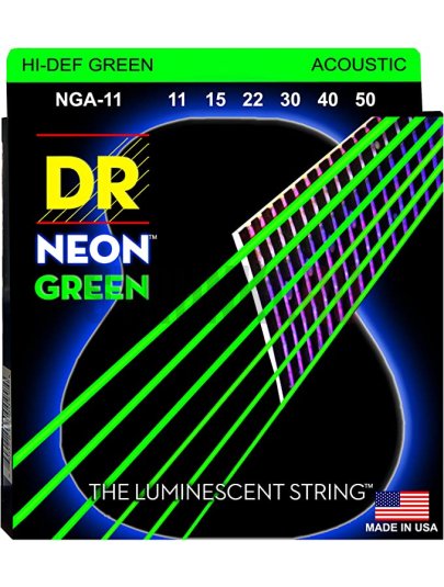 Струны для акустической гитары DR Neon HiDef Green NGA-11 11-50