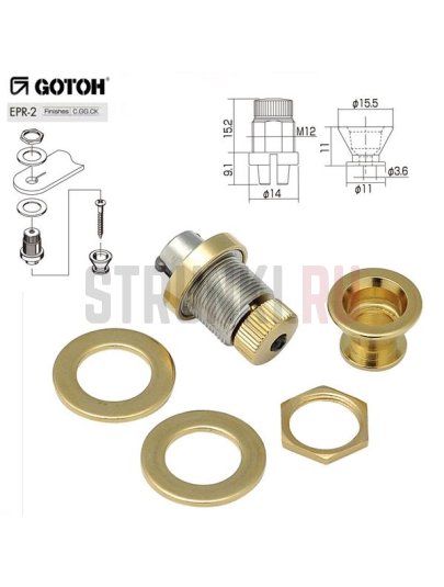 Комплект стреплоков (пара) GOTOH PEPR-2G, золото