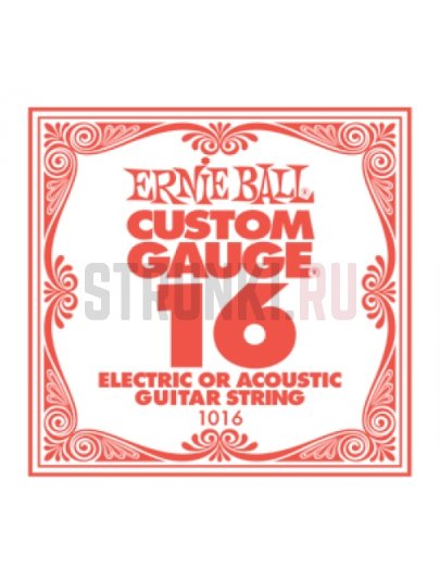 Одиночные струны для акустической гитары Ernie Ball 1016 Custom Gauge 16