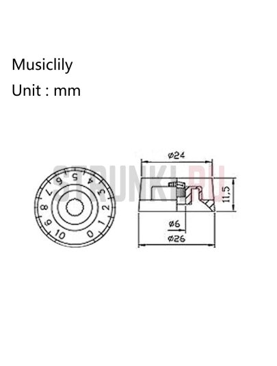 Ручка потенциометра Musiclily MX1561WH, Speed Style, дюймовая, белая