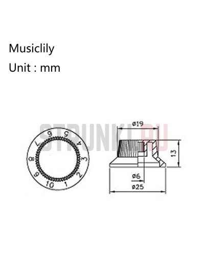 Ручка потенциометра Musiclily MX1564MG, Fender style, дюймовая, громкость, мята