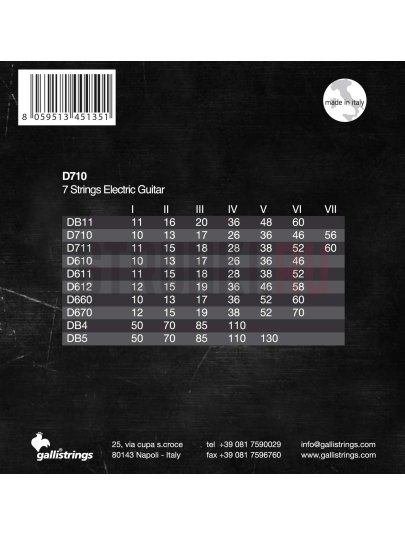 Струны для электрогитары Galli Strings D710 10-56