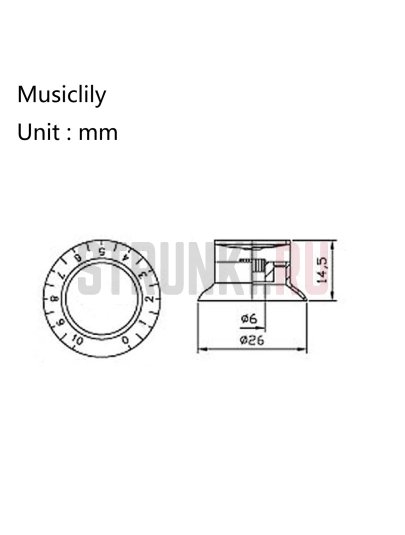 Ручка потенциометра Musiclily MX1735WH, SG style, метрическая, тон, белая