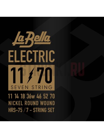 Струны для электрогитары La Bella 7-String Hard Rockin Steel HRS-75 11-70