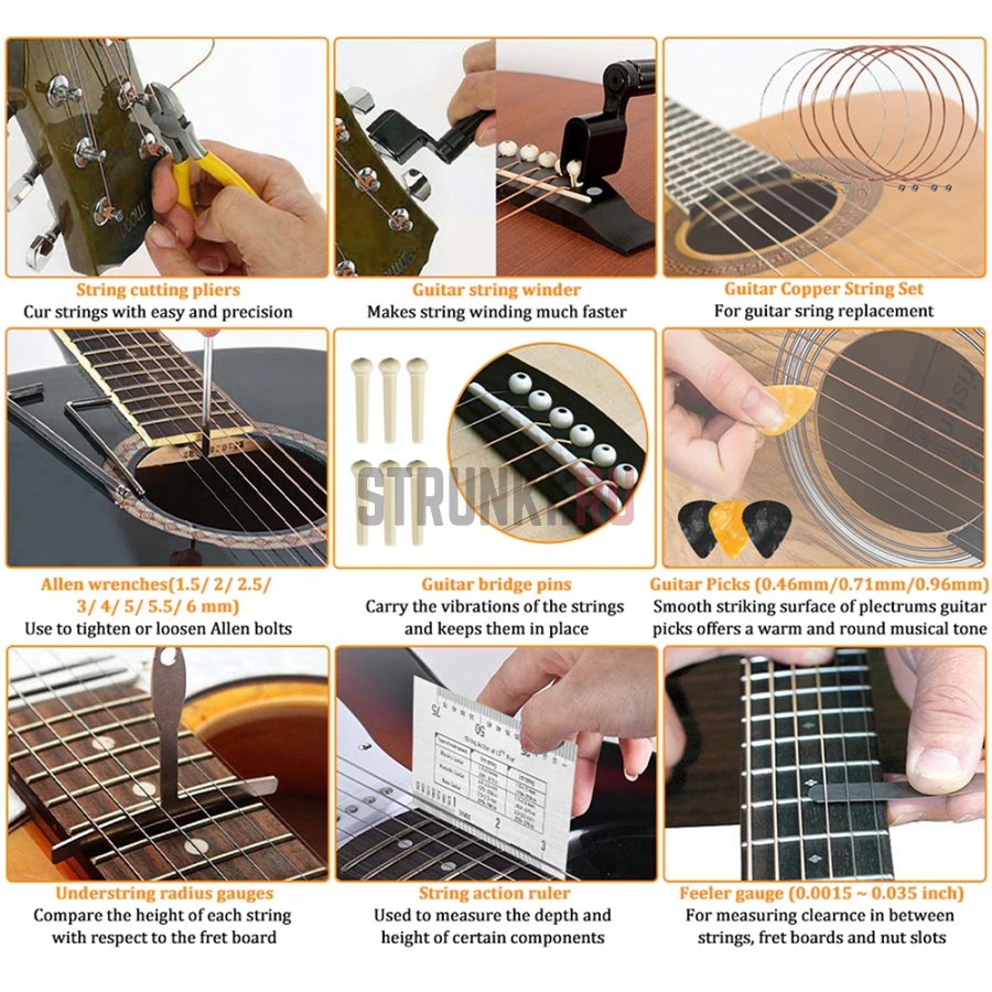 🎸 Набор инструментов для ремонта гитары PARTS - купить онлайн с доставкой,  низкая цена | Магазин гитарных струн и аксессуаров Strunki.ru