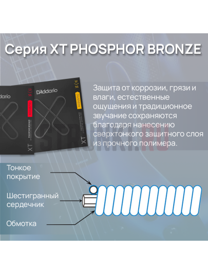 Струны для акустической гитары D'Addario XTAPB1253-3P Phosphor Bronze 12-53