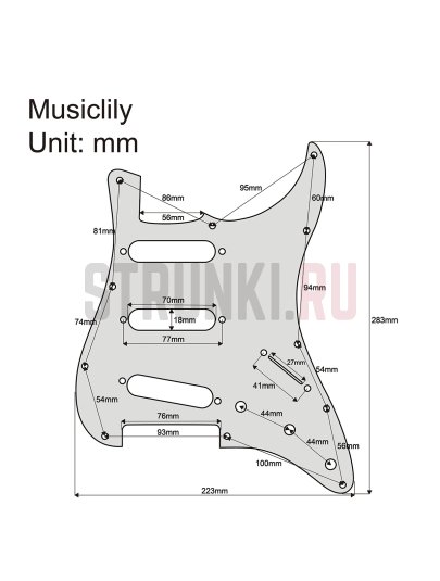 Панель для Fender Stratocaster Vintage 60s SSS, Musiclily MX2467AN, никель