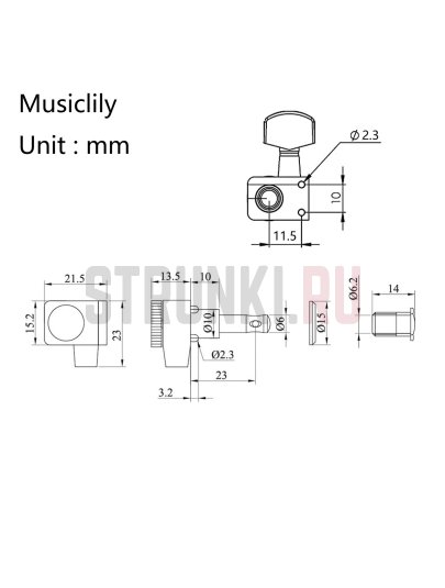 Колки 6 в линию, локовые PARTS PRO MX1720CR-6 Loking, хром