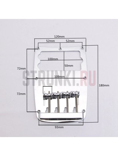 Бридж для 4-струнной бас гитары Ibanez ATK, PARTS, хром