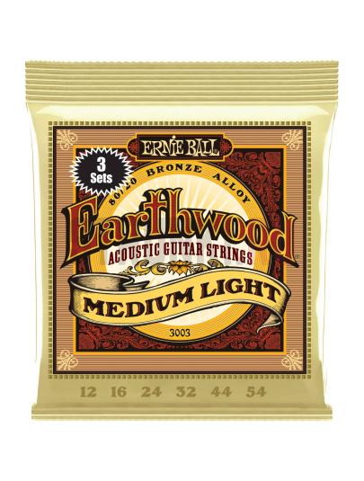 Струны для акустической гитары Ernie Ball 3003 Earthwood 80-20 Bronze Medium Light 3 Pack 12-54