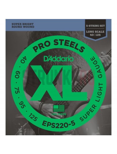 Струны для бас-гитары D'Addario EPS220-5 ProSteels 40-125