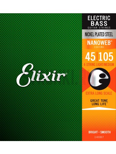 Струны для бас-гитары Elixir 14087 Nanoweb Medium XLong Scale 45-105