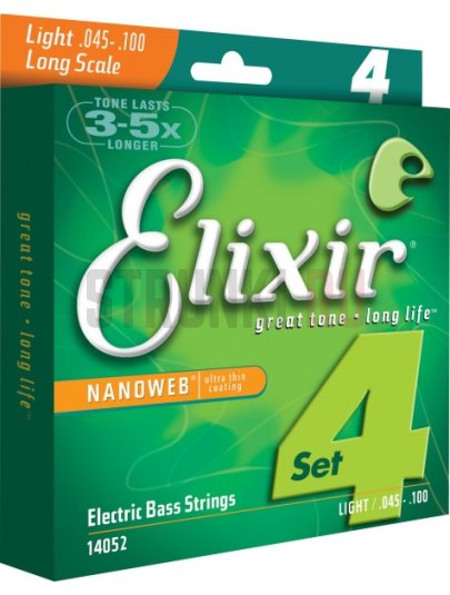 Струны для бас-гитары Elixir 14052 Nanoweb Light 45-100