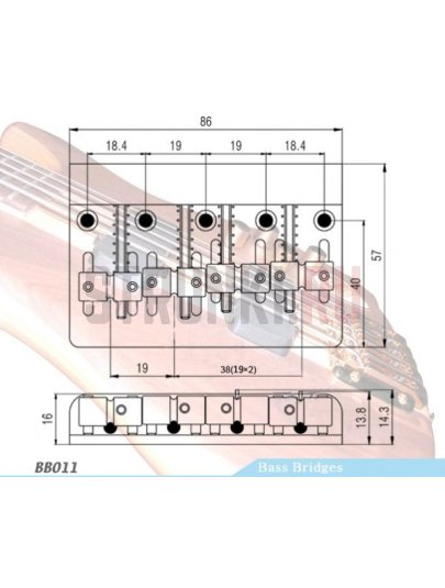 Бридж для бас-гитары Paxphil BB011-BK, литой, черный