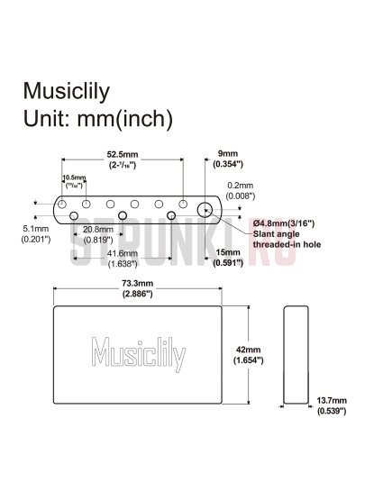 Сустейн блок Musiclily MX2092ST for Mexico Fender Strat and Squier Classic Vibe, 42 мм