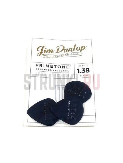 Набор медиаторов Dunlop 518PJPBK John Petrucci Primetone Jazz III, черный, 1.38 мм, упаковка 3 шт.